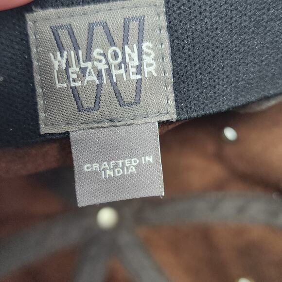 Wilsons Leather Mens Distressed Brown Leather Baseball Cap Cognac Fitted 23" - Picture 7 of 8
